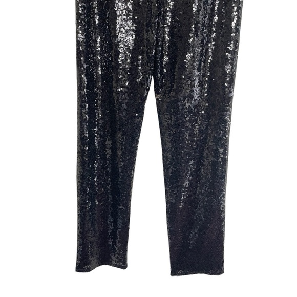 NWT OPEN EDIT Black Sequin High-Rise Pant with Zippered Ankle, Small - Picture 8 of 11
